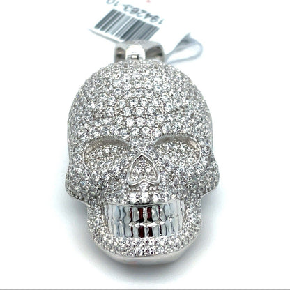 925 Sterling Silver Men’s CZ Skull Pendant 13.80g0