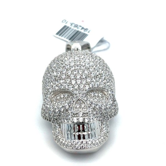 925 Sterling Silver Men’s CZ Skull Pendant 13.80g0