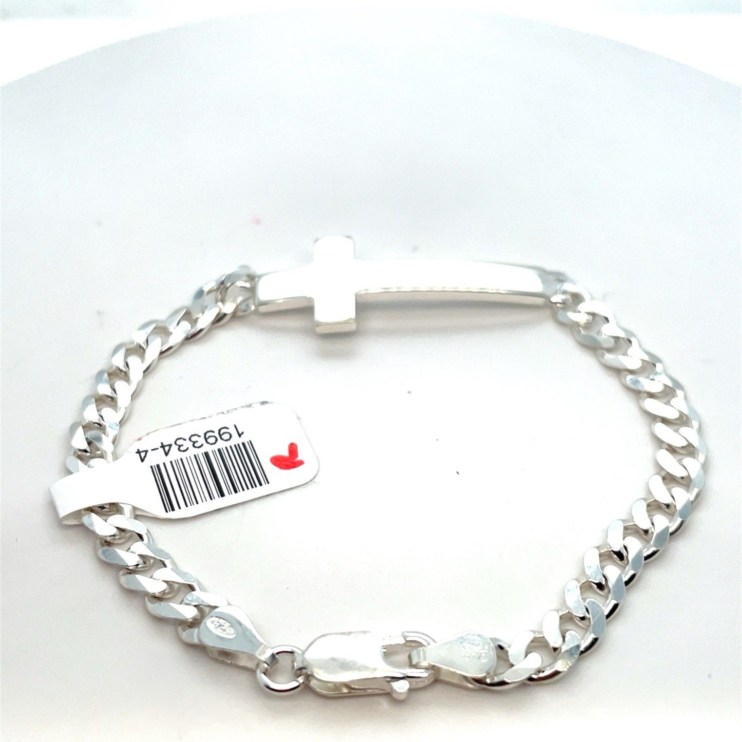 925 Sterling Silver Women’s 8” Cross Cuban Style Bracelet 12.00g 1