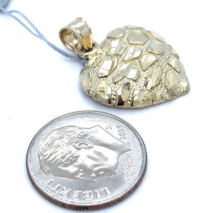 10k Yellow Gold Womens Nugget Heart Pendant 2.80g1