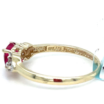 10k Two Tone Gold Women’s CZ Red Heart Ring 1.70g Size 72