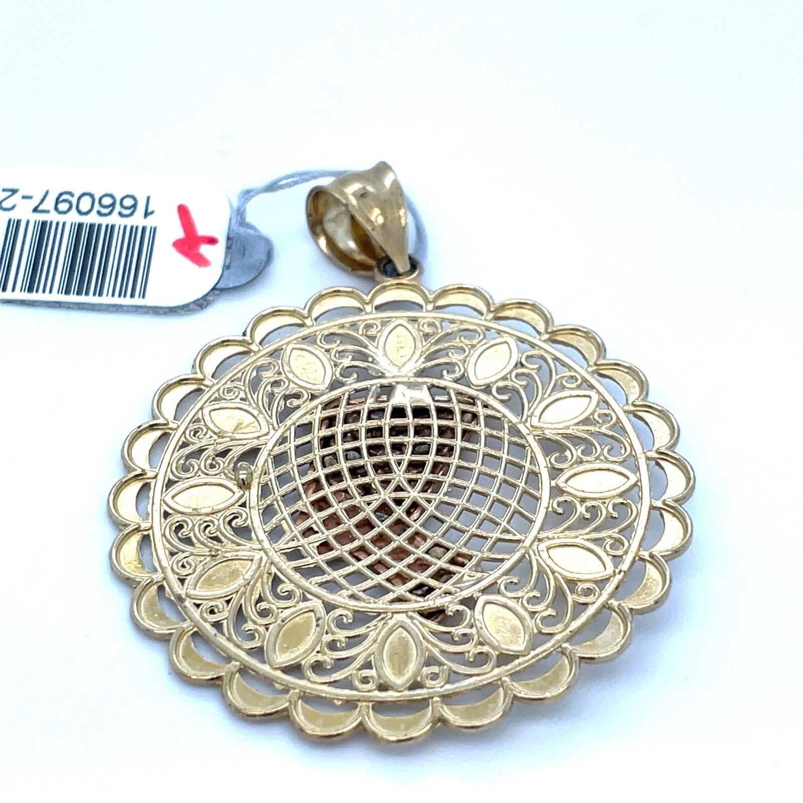 10KT TwoTone Round Nefertiti Pendant 6.61g2