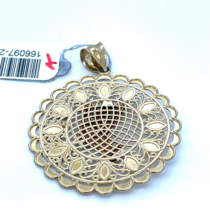 10KT TwoTone Round Nefertiti Pendant 6.61g2
