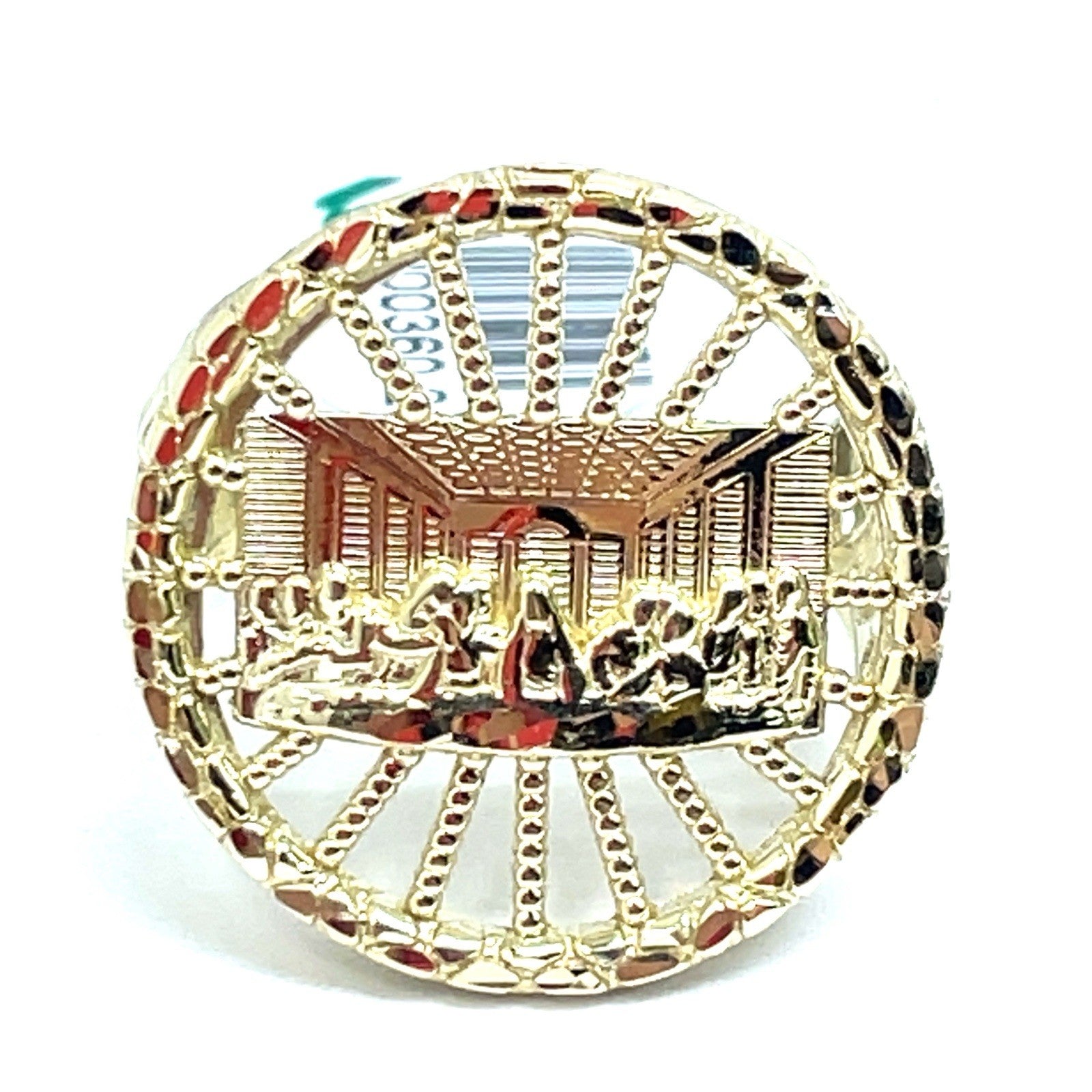 10k Yellow Gold Round Last Supper Ring 6.90g Size 11.50