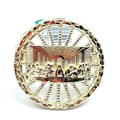 10k Yellow Gold Round Last Supper Ring 6.90g Size 11.50