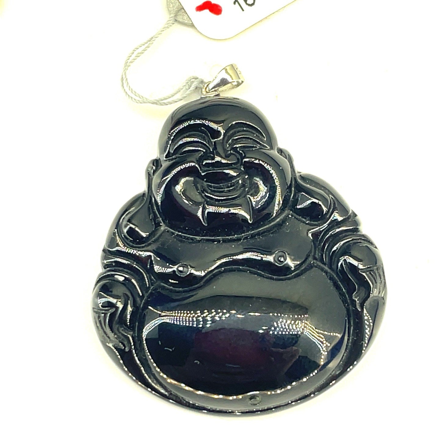 925 Sterling Silver Men’s CZ Onyx Buddha Pendant 18.30g0