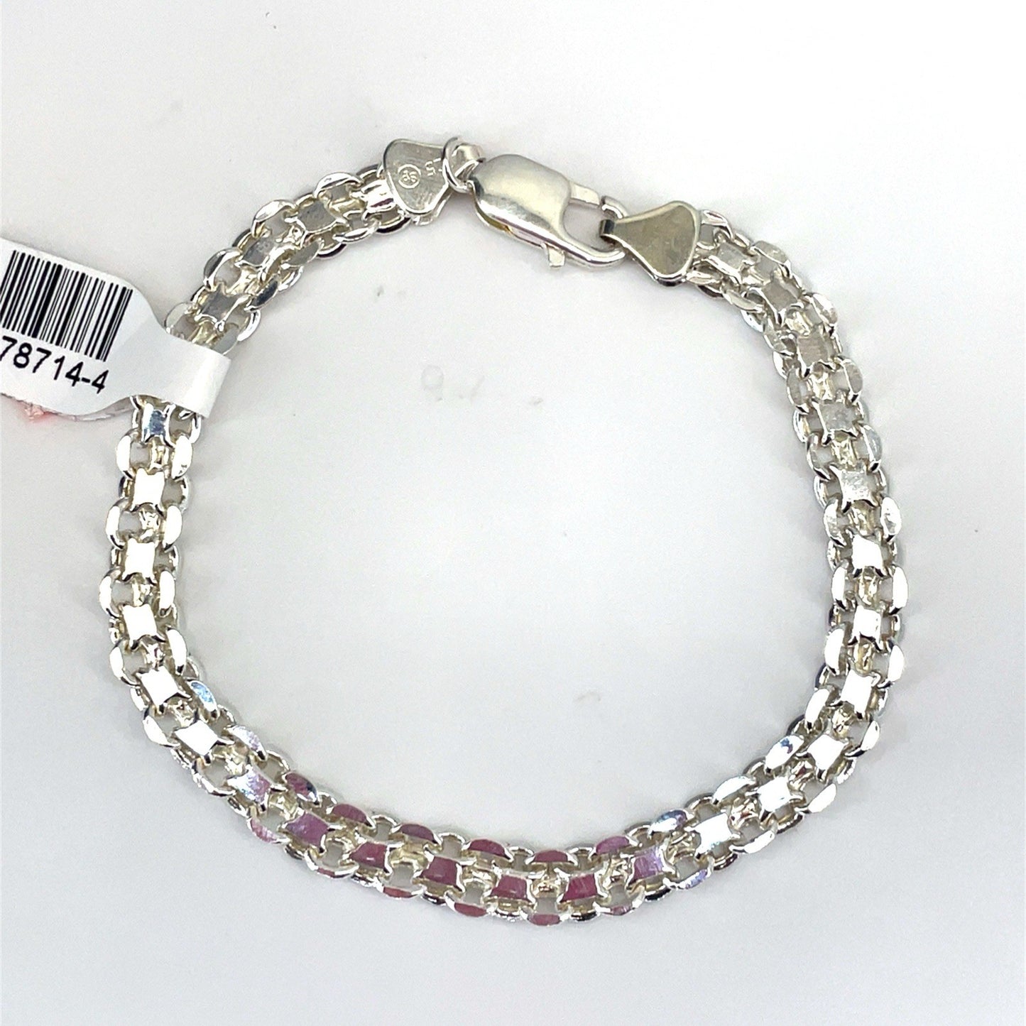 925 Sterling Silver 8” Double Link Bracelet 6.80g 6.5mm0