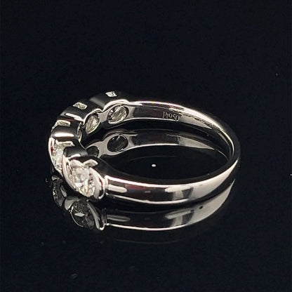 Platinum 5 diamond band ring G/H  VS .9ctw Size 73