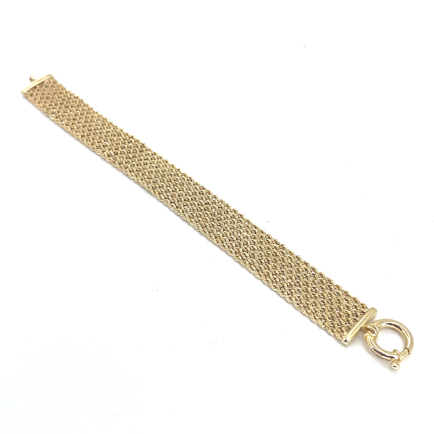 14K Yellow Gold Bracelet | Hollow Rope Weave Style, 7.5 inch