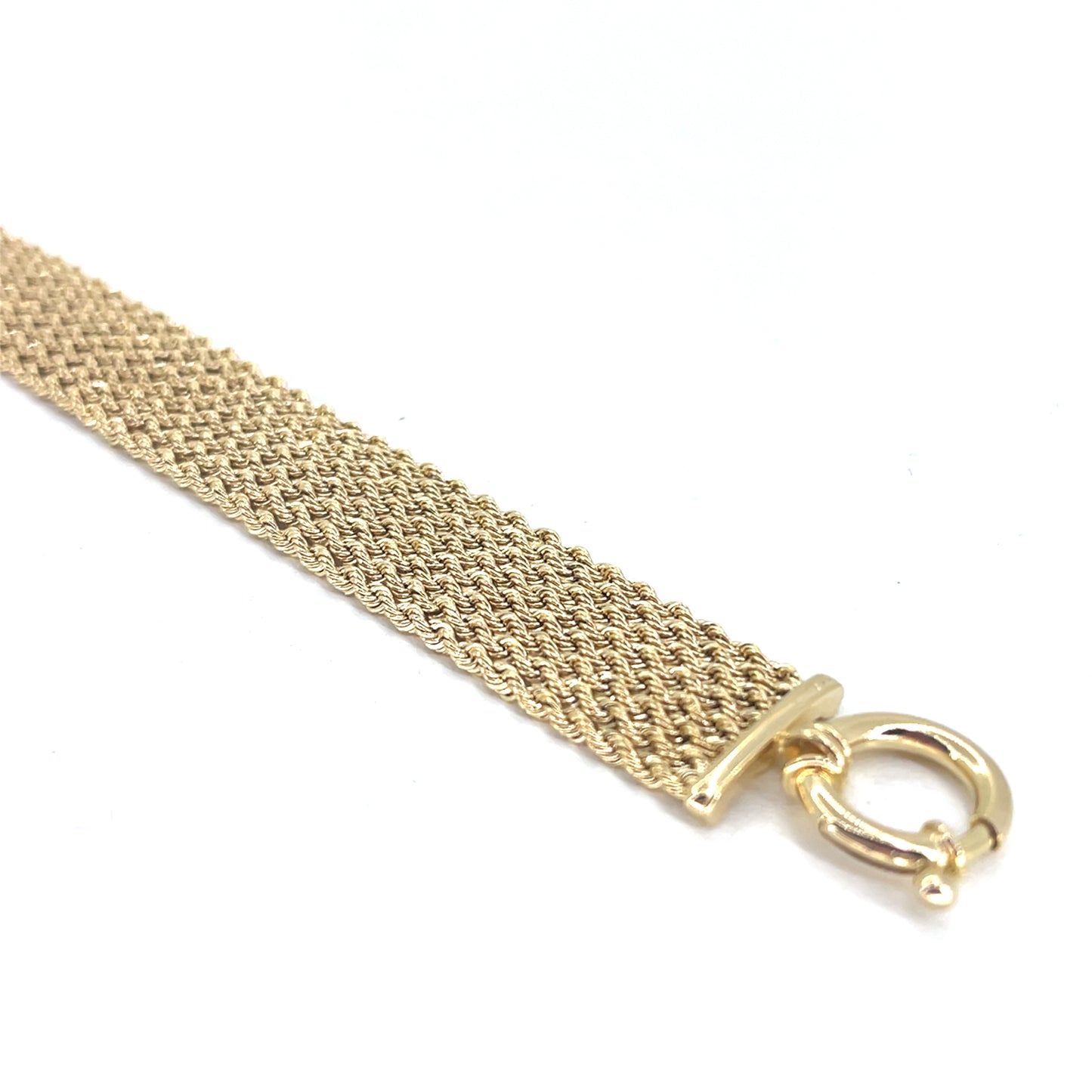 14K Yellow Gold Bracelet | Hollow Rope Weave Style, 7.5 inch