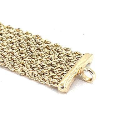 14K Yellow Gold Bracelet | Hollow Rope Weave Style, 7.5 inch