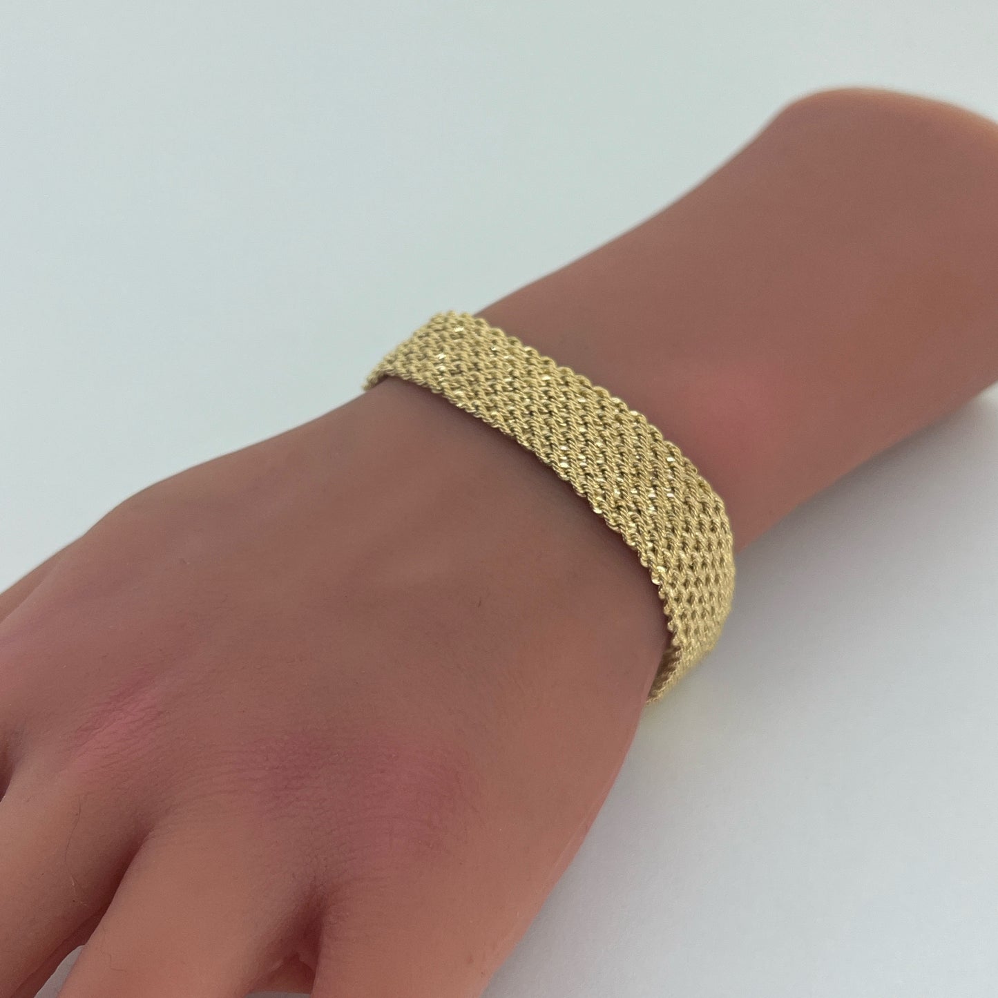14K Yellow Gold Bracelet | Hollow Rope Weave Style, 7.5 inch