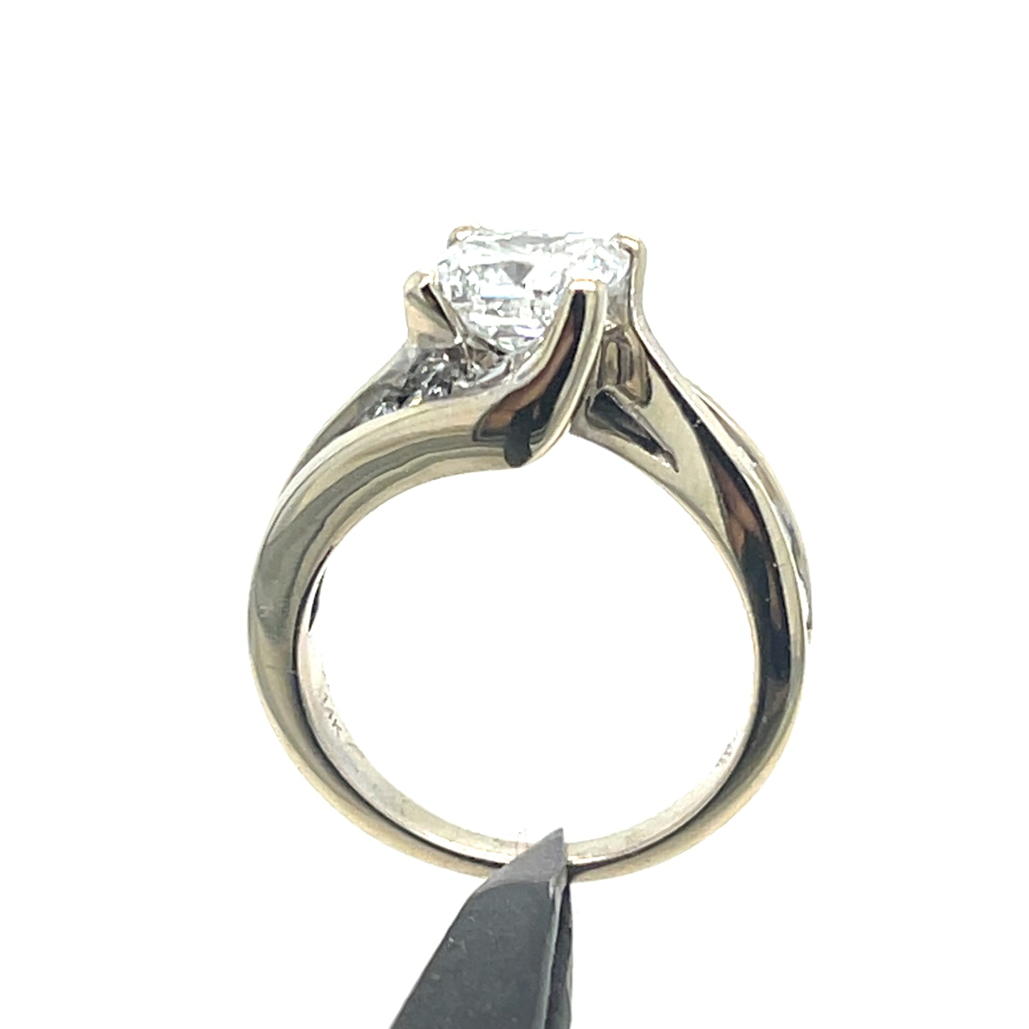 14K White Gold Natural Diamond cushion cut Engagement Ring | 2.08 CT Cushion Cut with 10 round diamonds 2.7TCW, Size 7