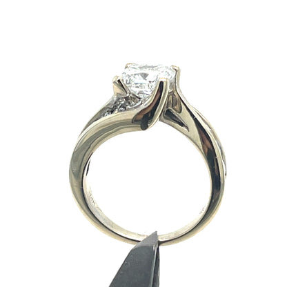 14K White Gold Natural Diamond cushion cut Engagement Ring | 2.08 CT Cushion Cut F color I1 clarity, with 10 round diamonds 2.7TCW, Size 7