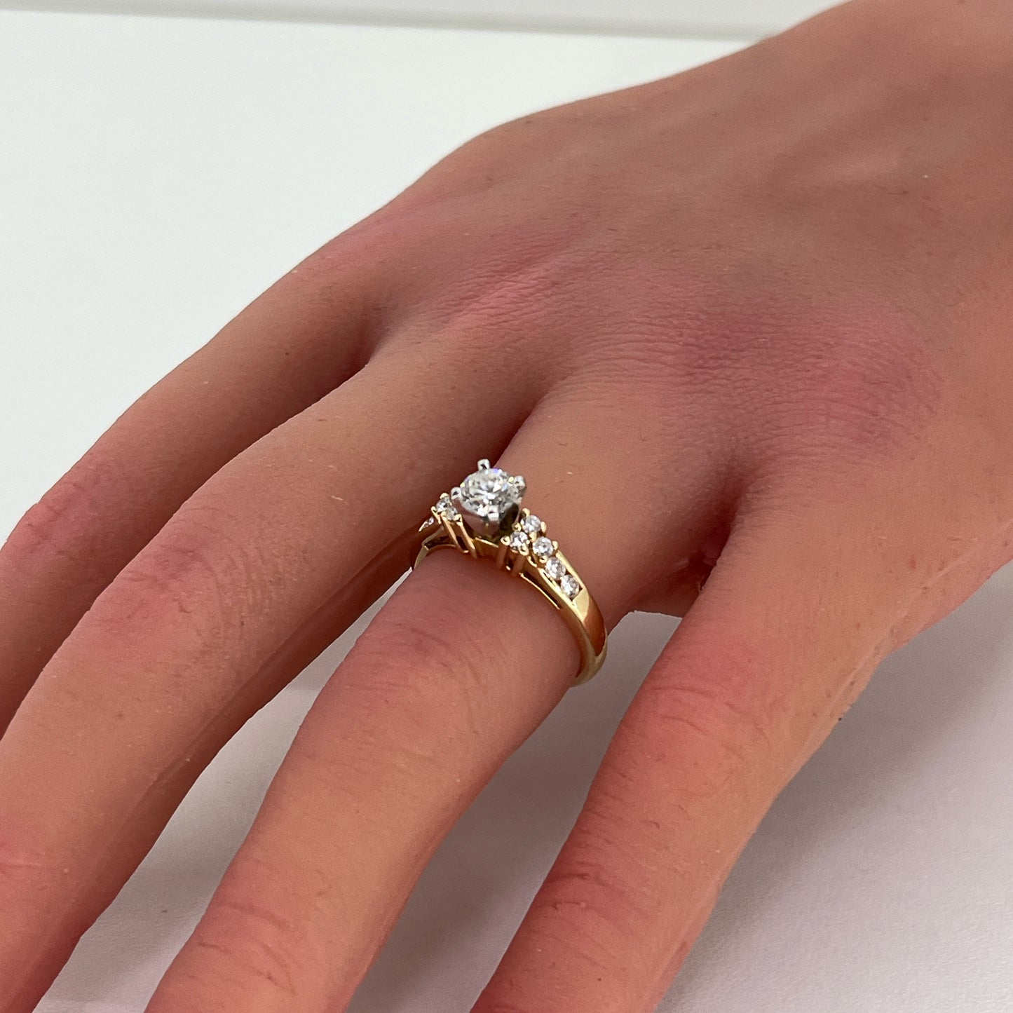 14K Two Tone Gold Diamond Ring | Round Diamond  0.78 CTW, H SI 1Size 6