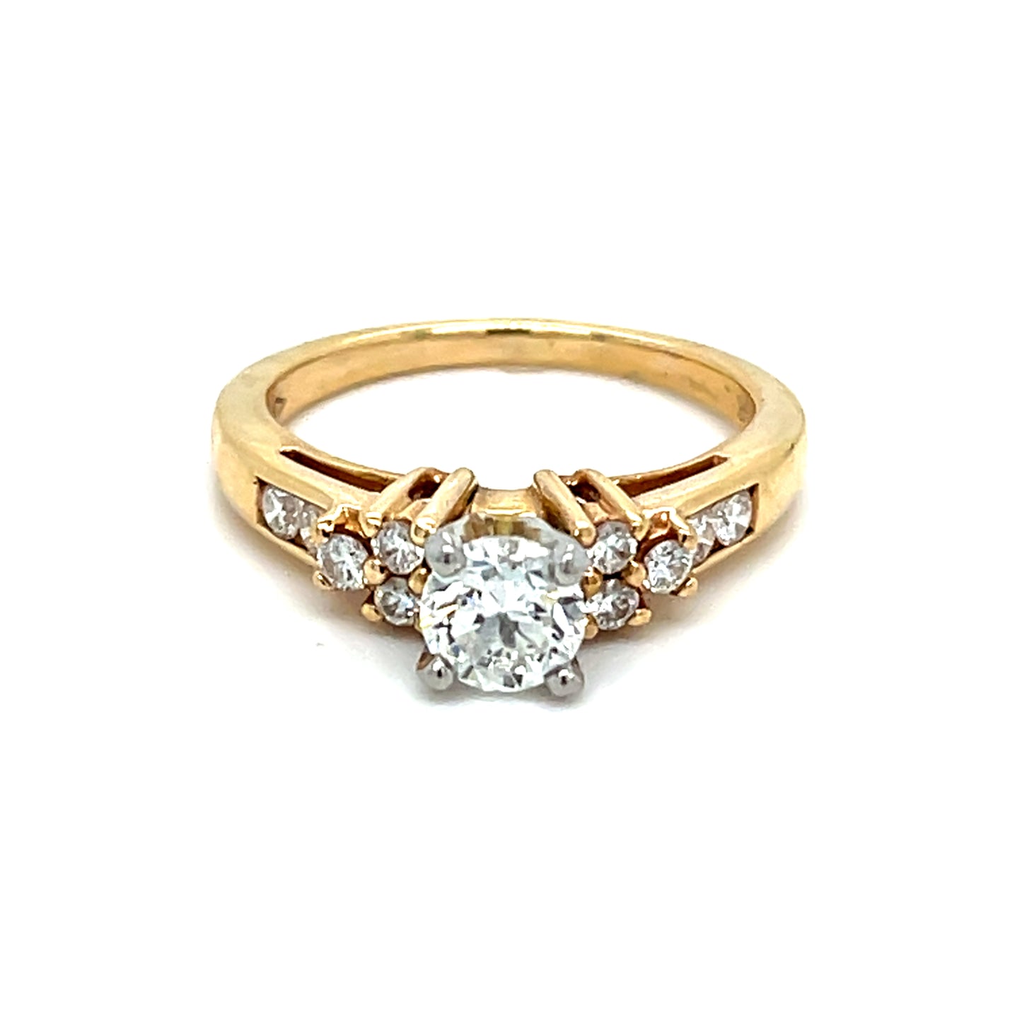 14K Two Tone Gold Diamond Ring | Round Diamond  0.78 CTW, H SI 1Size 6