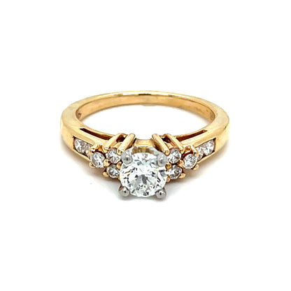 14K Two Tone Gold Diamond Ring | Round Diamond  0.78 CTW, H SI 1Size 6