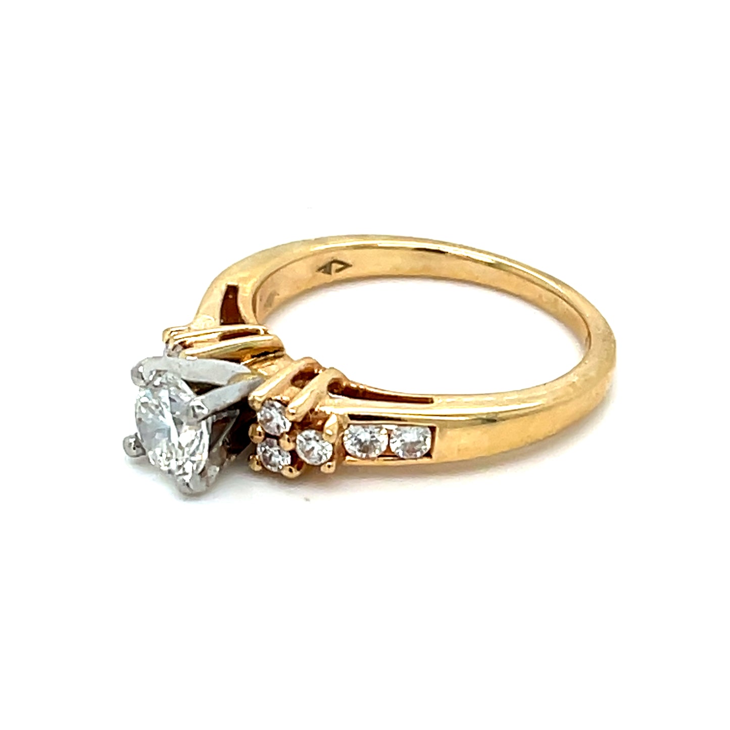 14K Two Tone Gold Diamond Ring | Round Diamond  0.78 CTW, H SI 1Size 6