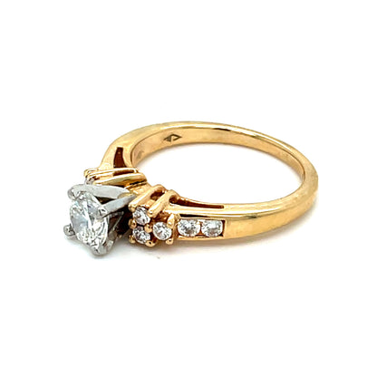 14K Two Tone Gold Diamond Ring | Round Diamond  0.78 CTW, H SI 1Size 6
