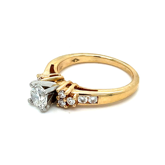 14K Two Tone Gold Diamond Ring | Round Diamond  0.78 CTW, H SI 1Size 6