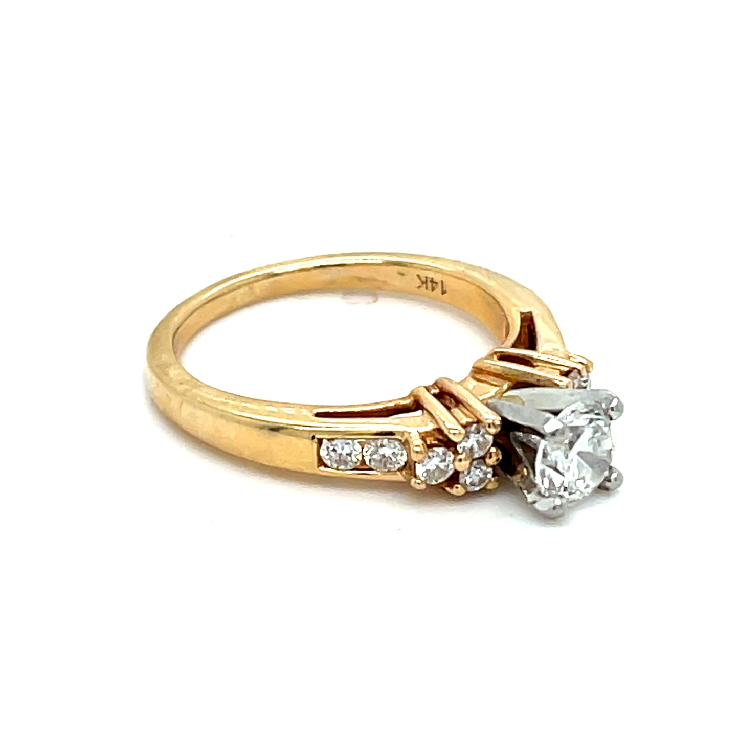 14K Two Tone Gold Diamond Ring | Round Diamond  0.78 CTW, H SI 1Size 6