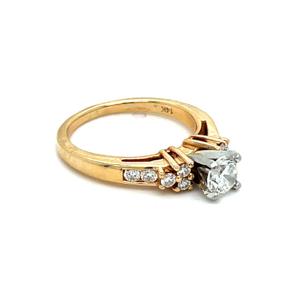 14K Two Tone Gold Diamond Ring | Round Diamond  0.78 CTW, H SI 1Size 6