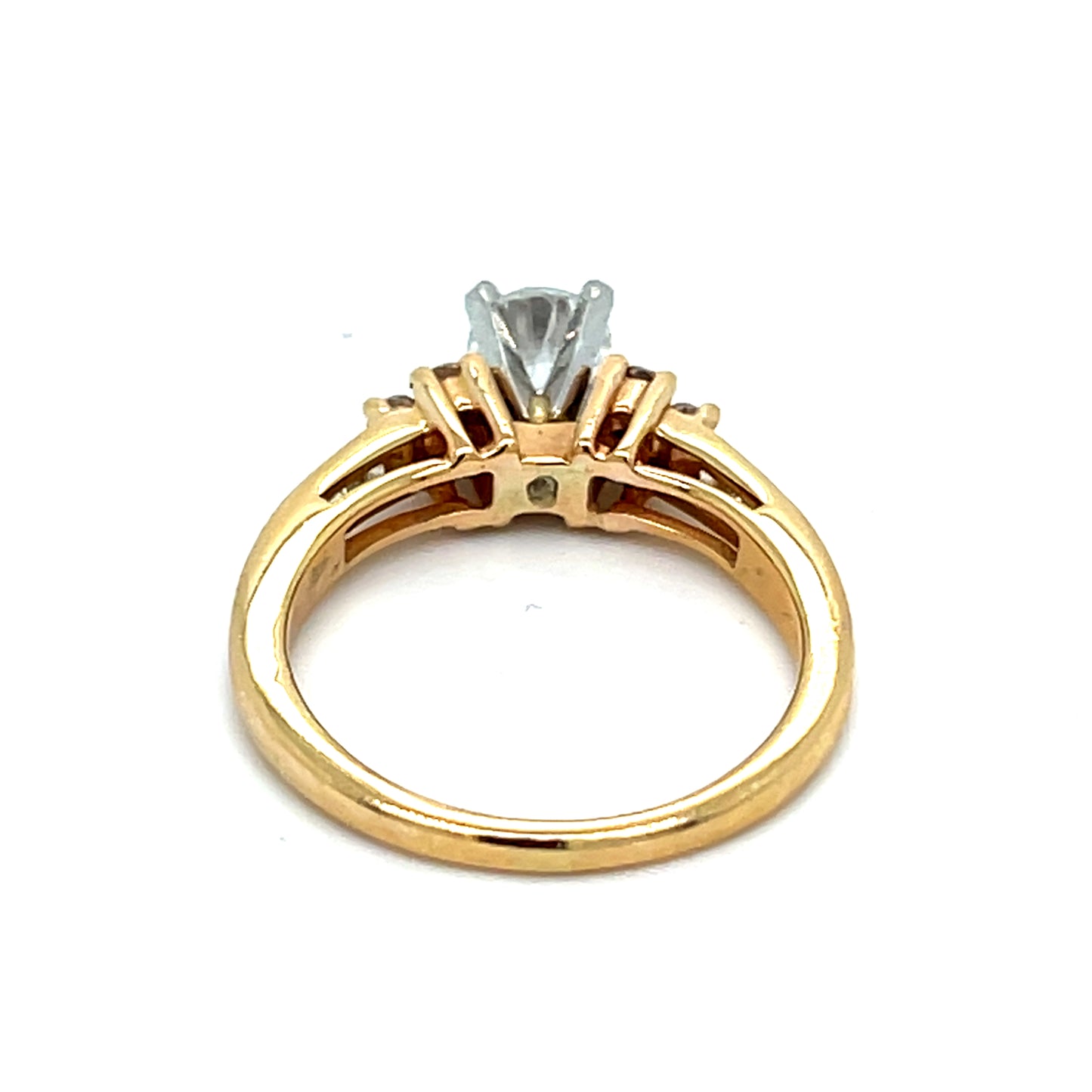 14K Two Tone Gold Diamond Ring | Round Diamond  0.78 CTW, H SI 1Size 6