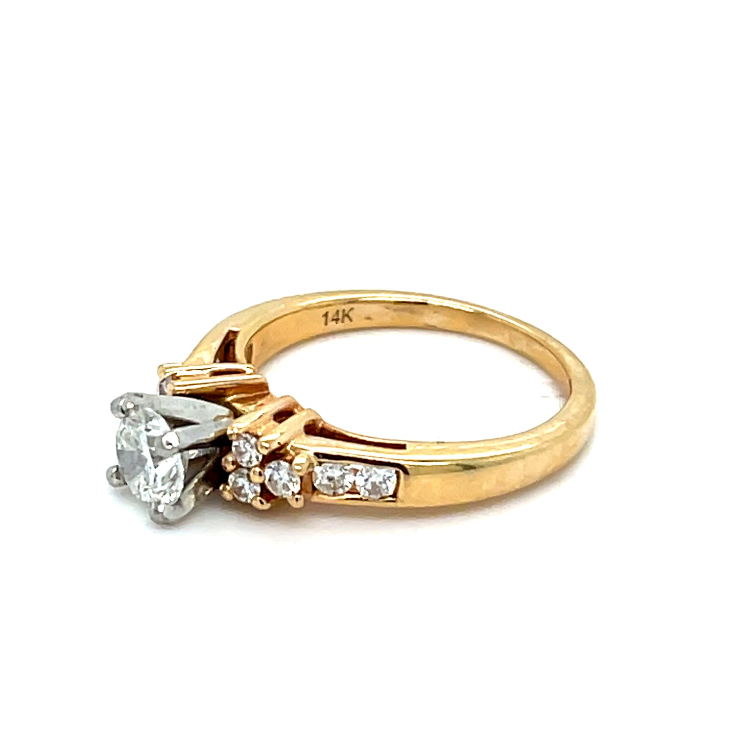 14K Two Tone Gold Diamond Ring | Round Diamond  0.78 CTW, H SI 1Size 6