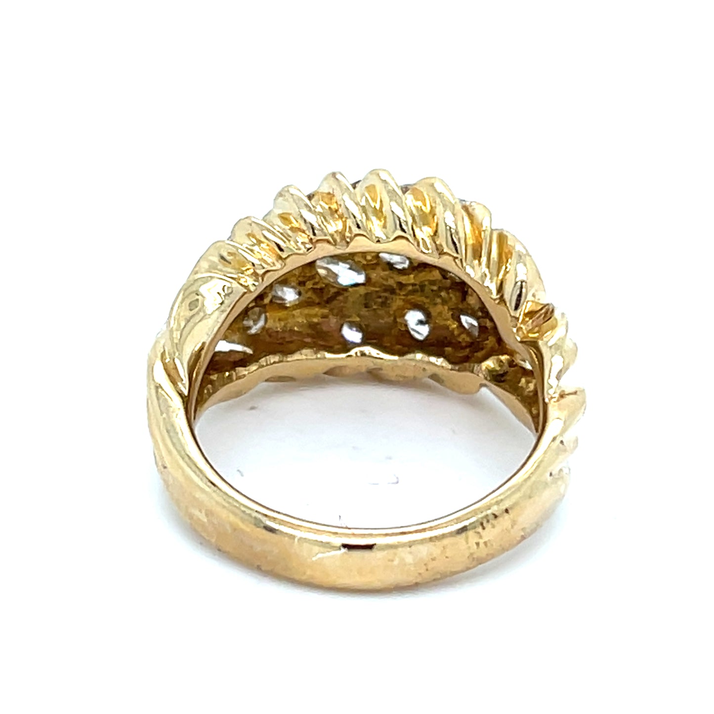 14K Yellow Gold Ring | Natural Diamond Cluster with 15 Marquise Diamonds 2.25 CTW, Size 7