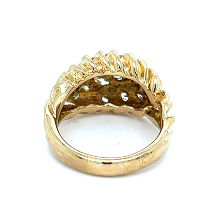 14K Yellow Gold Ring | Natural Diamond Cluster with 15 Marquise Diamonds 2.25 CTW, Size 7
