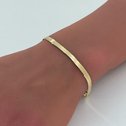 14K Yellow Gold Herringbone Bracelet | 3.8mm, 7.25", 4.10g