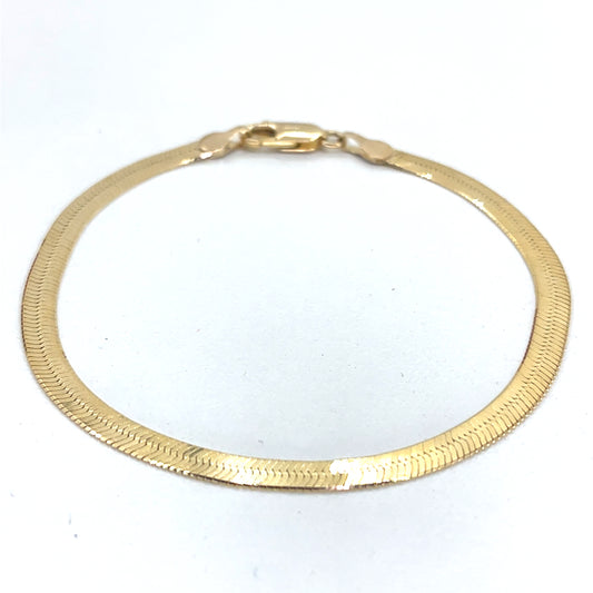 14K Yellow Gold Women's Herringbone Bracelet – 8mm, 7.28", 4.10g