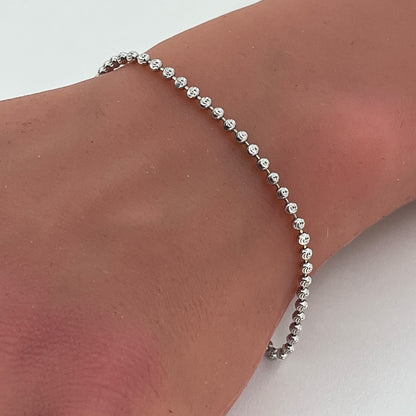 14K White Gold Bracelet | Moon Beads, 7 Inches