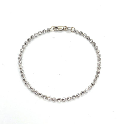 14K White Gold Bracelet | Moon Beads, 7 Inches