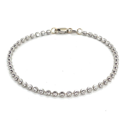 14K White Gold Bracelet | Moon Beads, 7 Inches