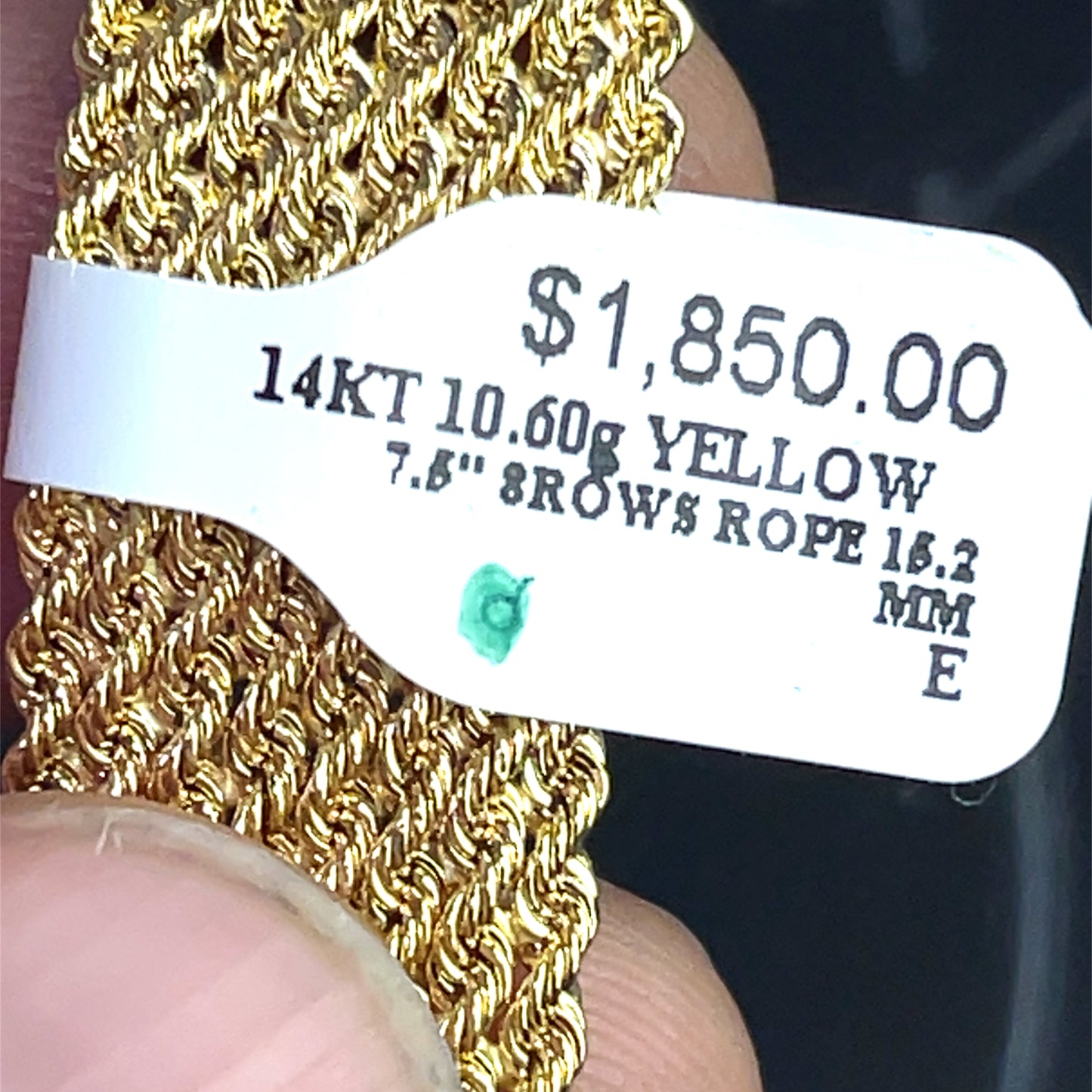 14K Yellow Gold Bracelet | Hollow Rope Weave Style, 7.5 inch