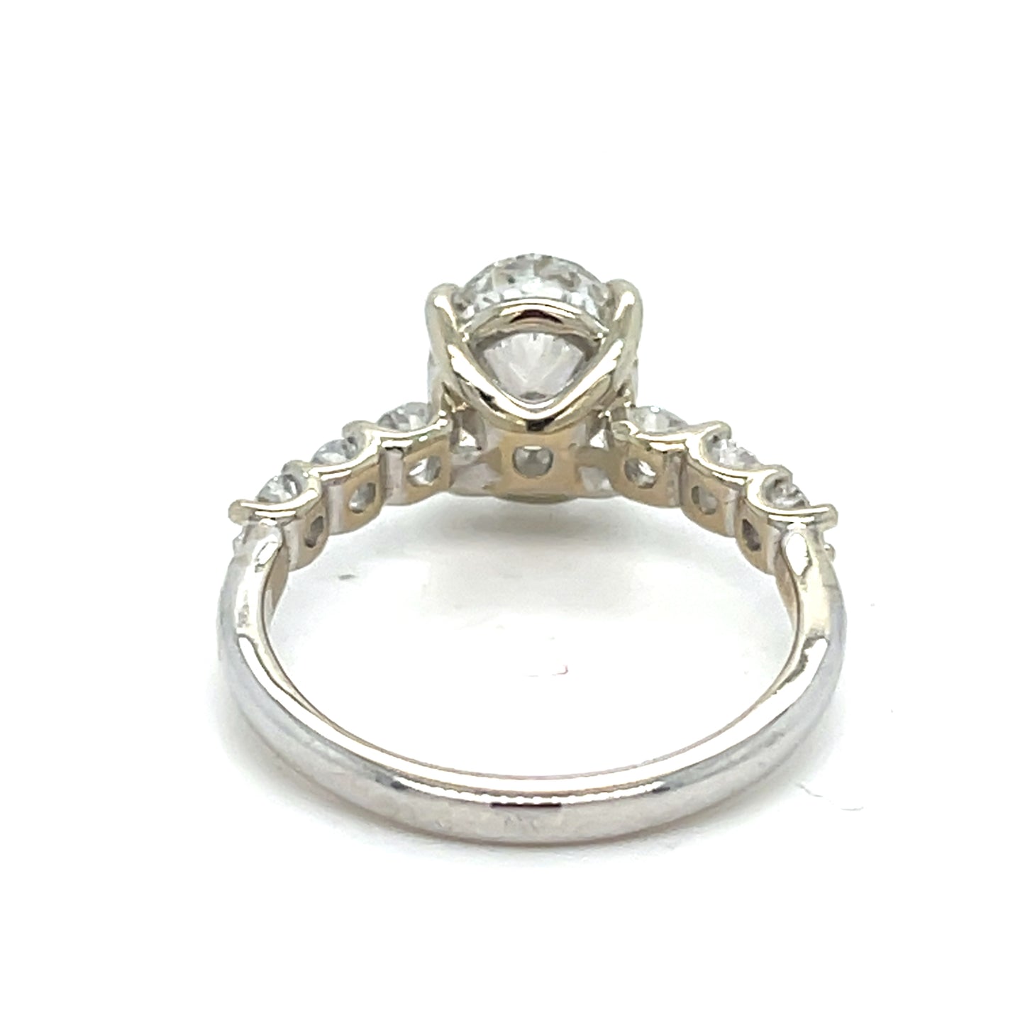 14K White Gold Ring | 2.69 ct Oval Lab Diamond 3.40 TCW, G VS2 Size 8