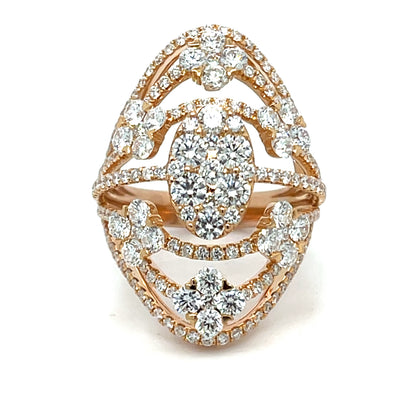 18K Rose Gold Natural Diamond Cocktail Ring | 4.52 TCW