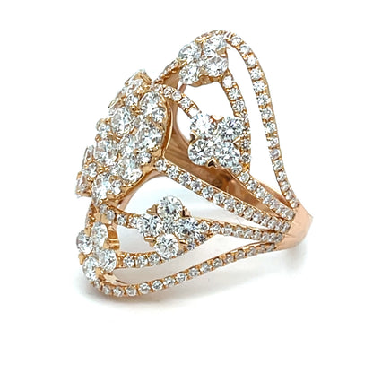 18K Rose Gold Natural Diamond Cocktail Ring | 4.52 TCW