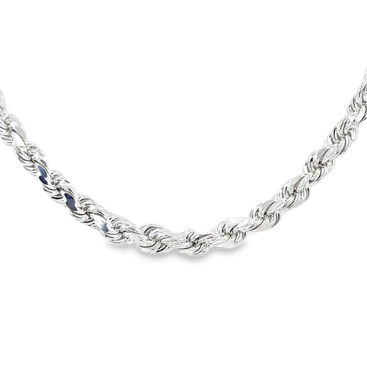 Sterling Silver Necklace | Hollow Rope Diamond Cut Style, 22 inch