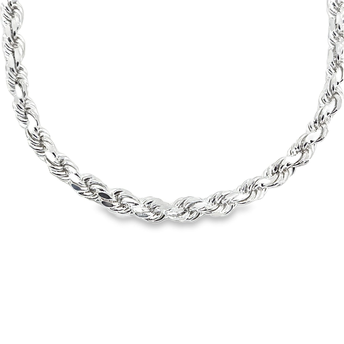 Sterling Silver Necklace | Hollow Rope Diamond Cut Style, 22 inch