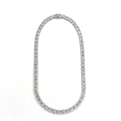Sterling Silver Necklace | CZ Square Cluster Design, 20 INCH
