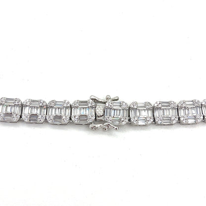 Sterling Silver Necklace | CZ Square Cluster Design, 20 INCH