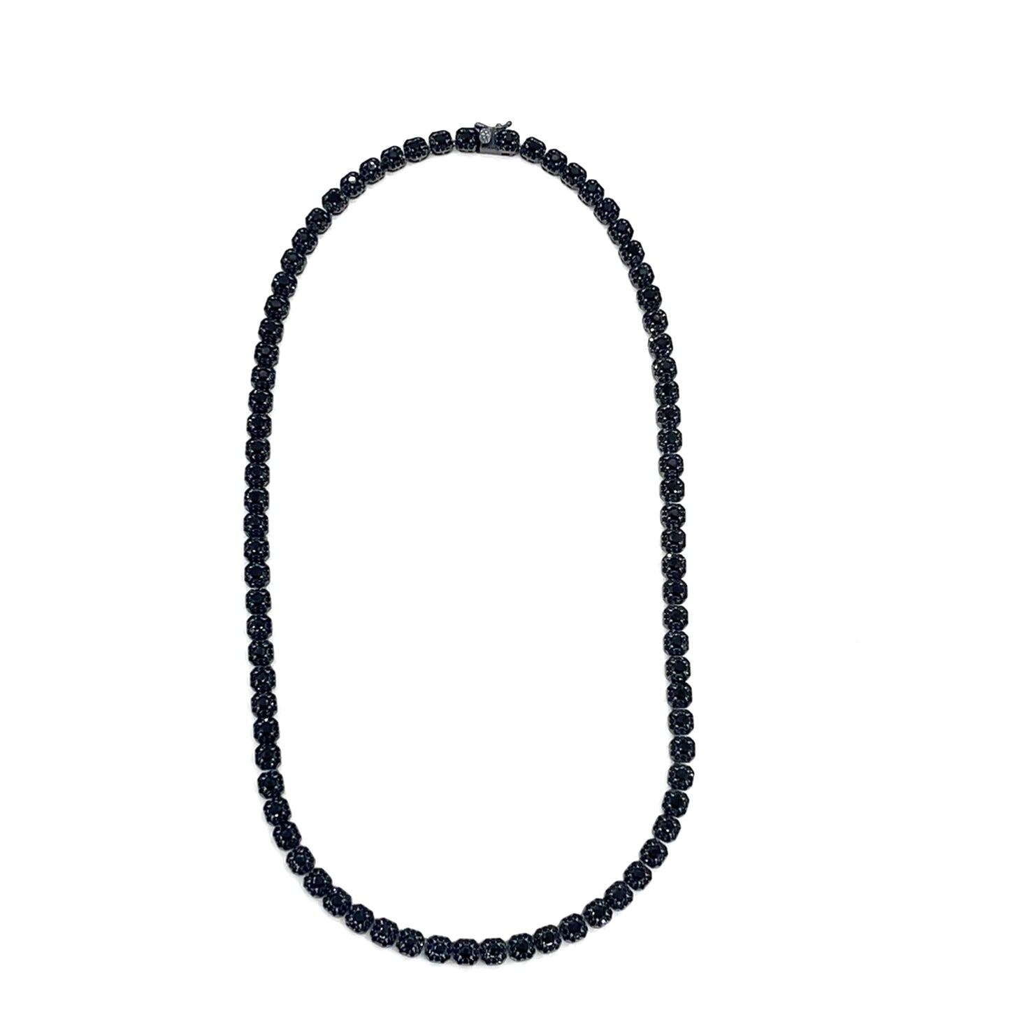 Sterling Silver Necklace | CZ Black Cluster Design, 20 inch