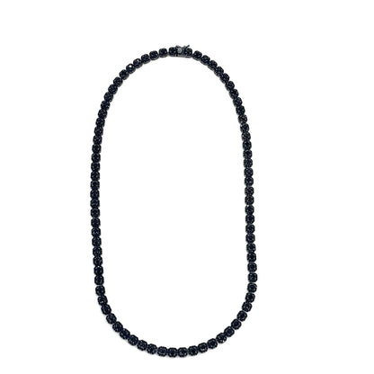 Sterling Silver Necklace | CZ Black Cluster Design, 20 inch