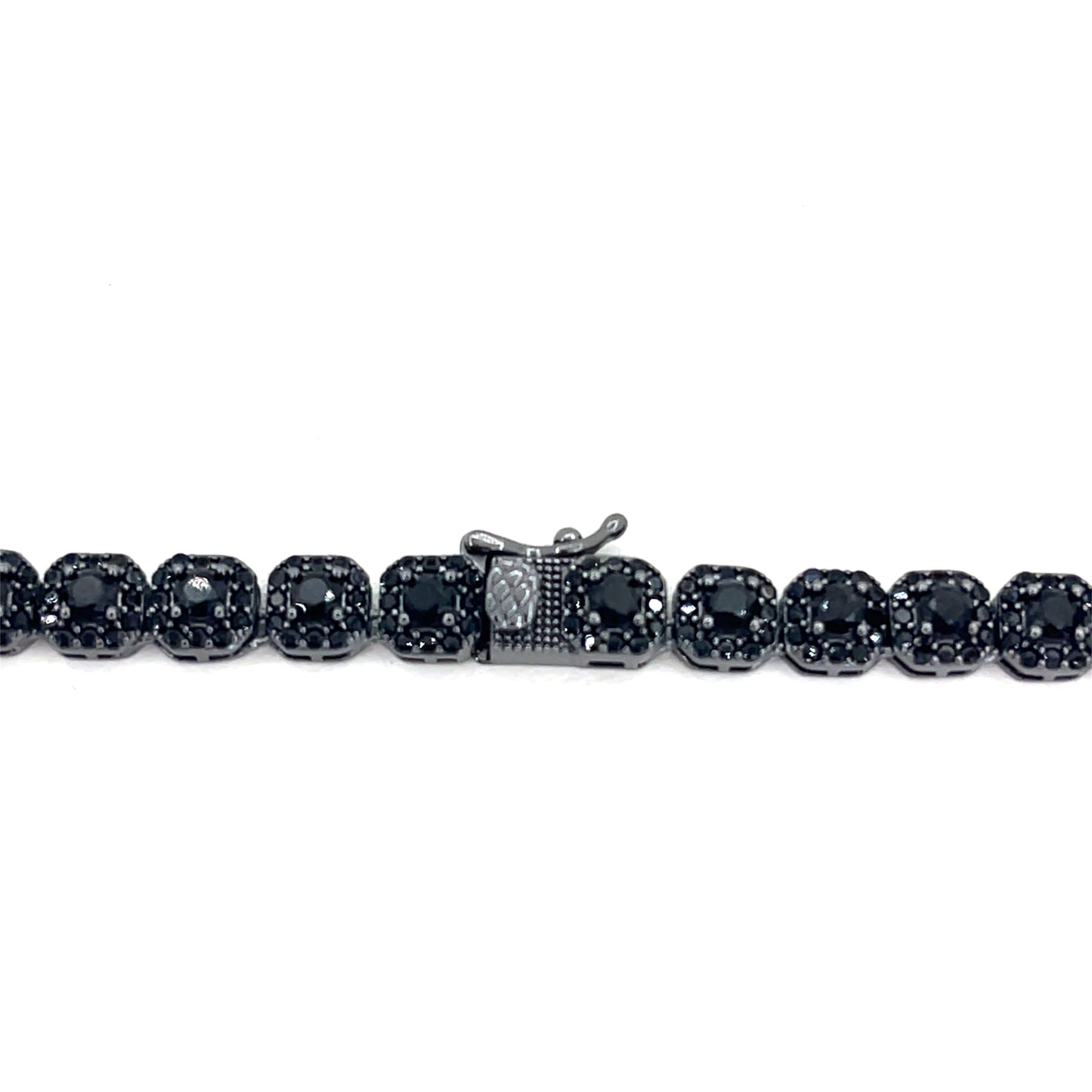 Sterling Silver Necklace | CZ Black Cluster Design, 20 inch