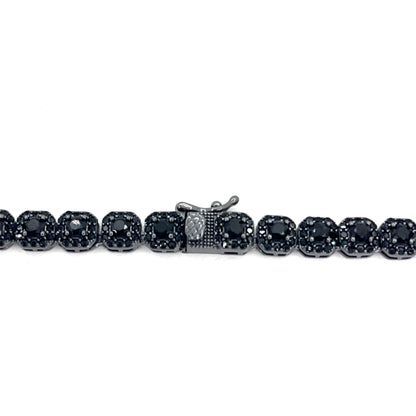 Sterling Silver Necklace | CZ Black Cluster Design, 20 inch