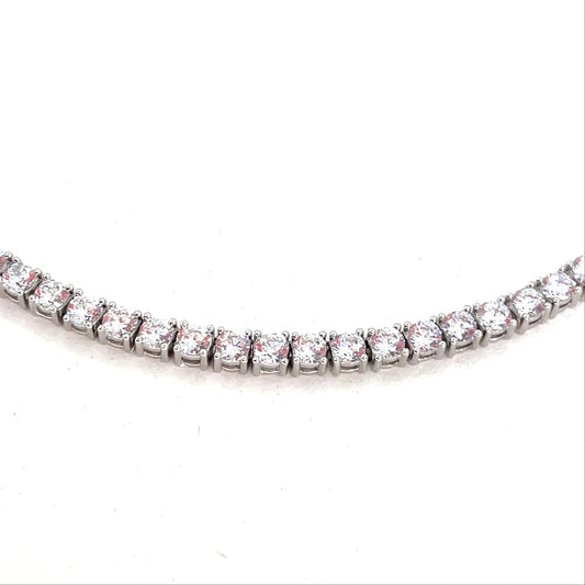 Sterling Silver Necklace | CZ Tennis Design, 16 INCH