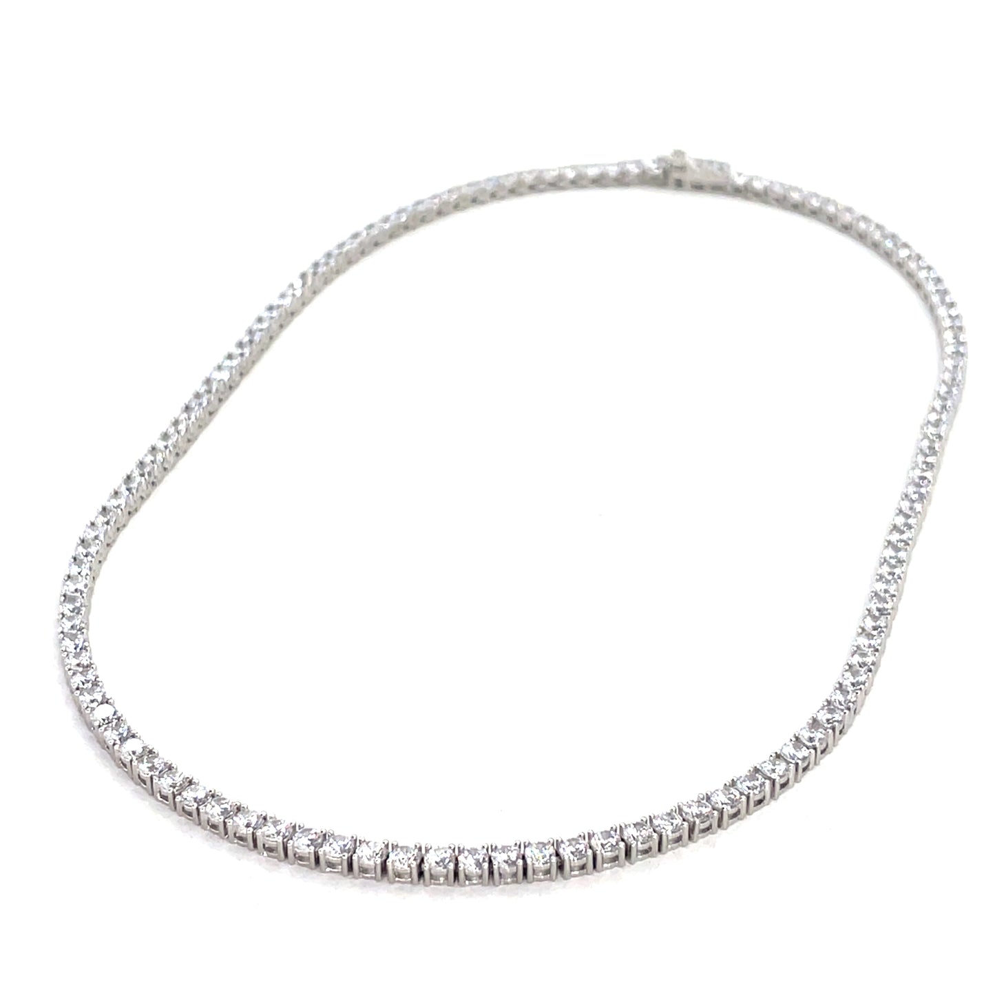 Sterling Silver Necklace | CZ Tennis Design, 16 INCH