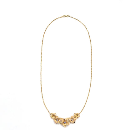 14K Yellow Gold Necklace Pendant combo | Rope with Hibiscus Island Flowers pendant, Tanzanite, 17 inch